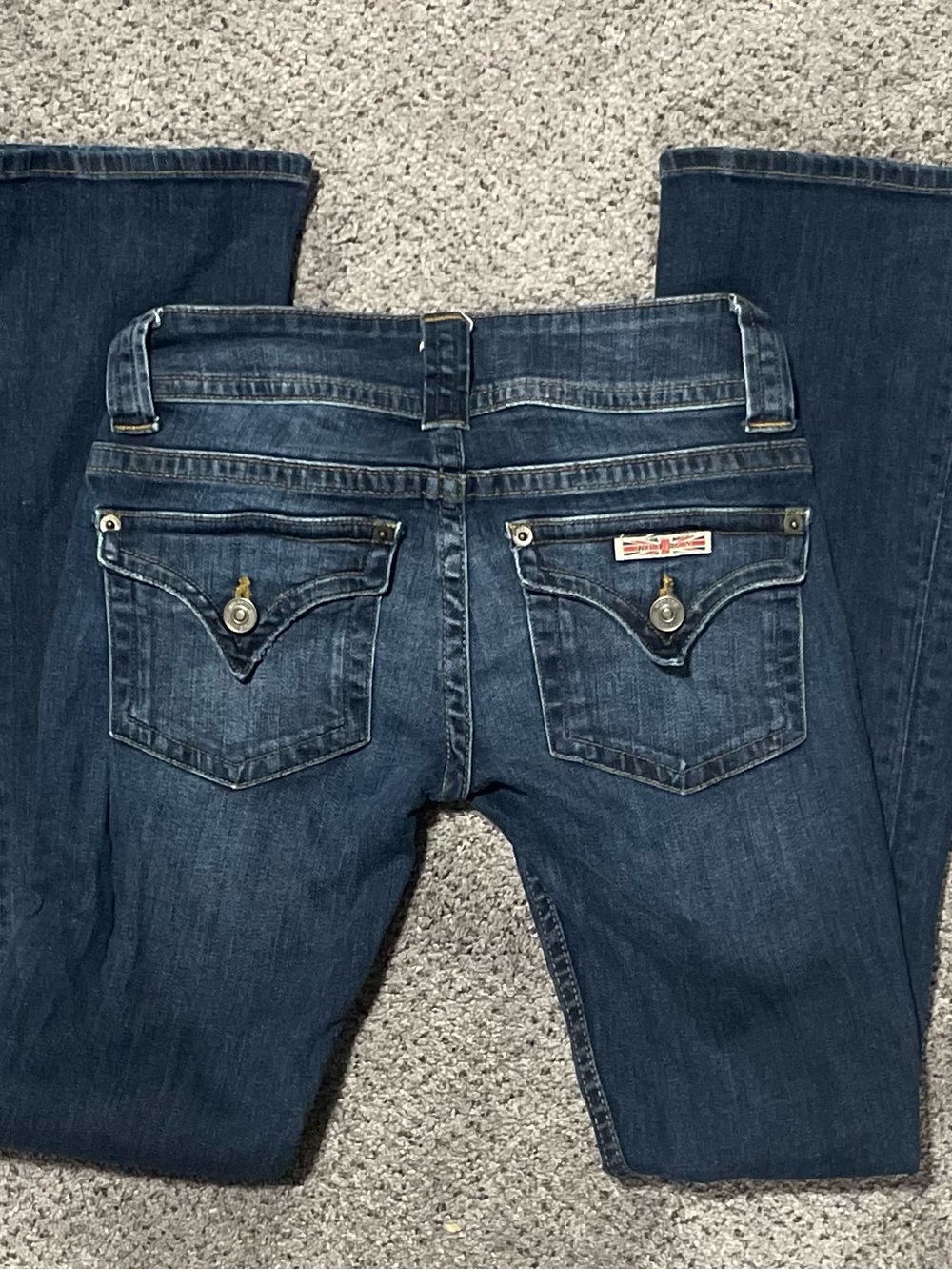 Hudson Signature Flap Pocket Bootcut Jeans Y2K Low Rise Dark Wash 23/24
